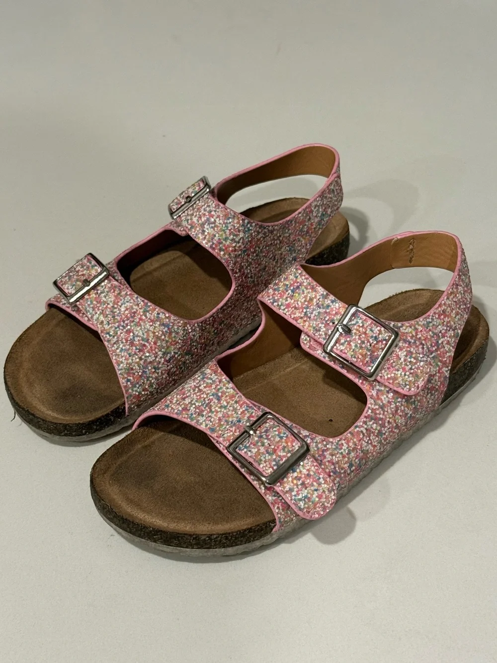 Cat & Jack Pink Glitter Double-Buckle Sandals for Kids